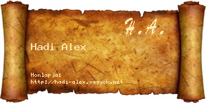 Hadi Alex névjegykártya